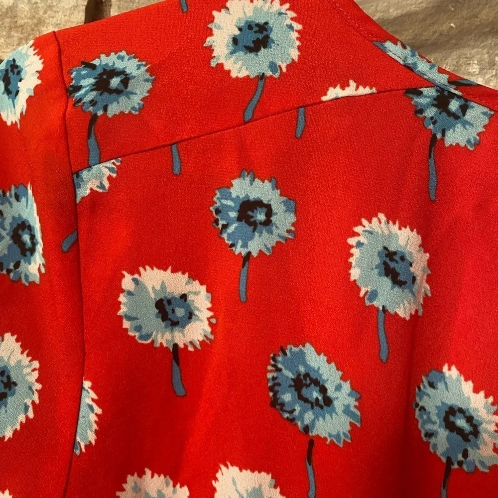 J Crew Women's Size 14 Red Longfellow Lined Floral Casual Dress